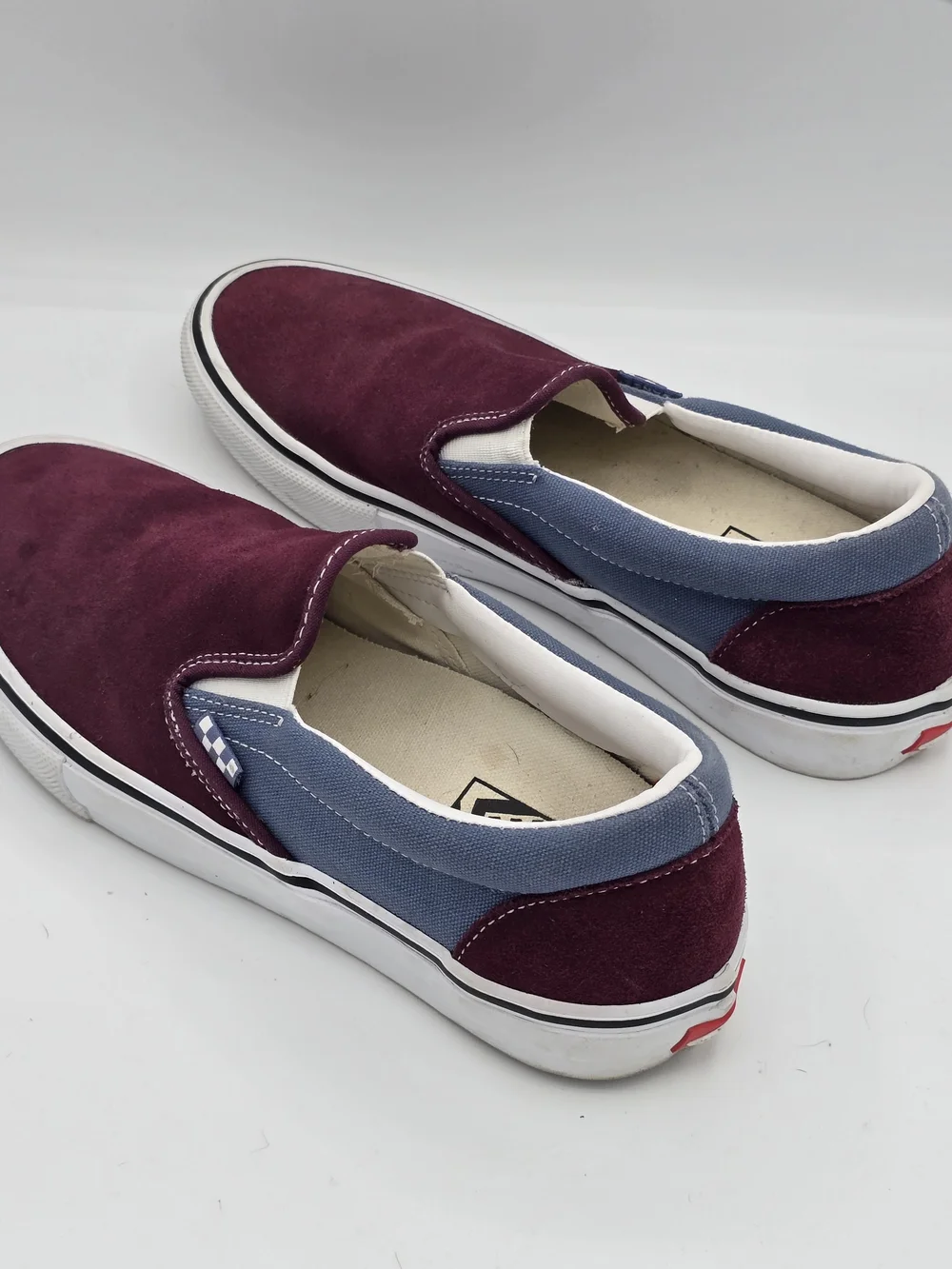 Vans Skate Slip-On Maroon Blue Suede Sneakers Men's Size 9
